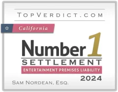 #1 entertainment premises liability settlement — California 2024